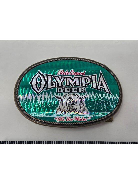 Other - Vintage Olympia Beer Belt Buckle with Green Holographic Logo